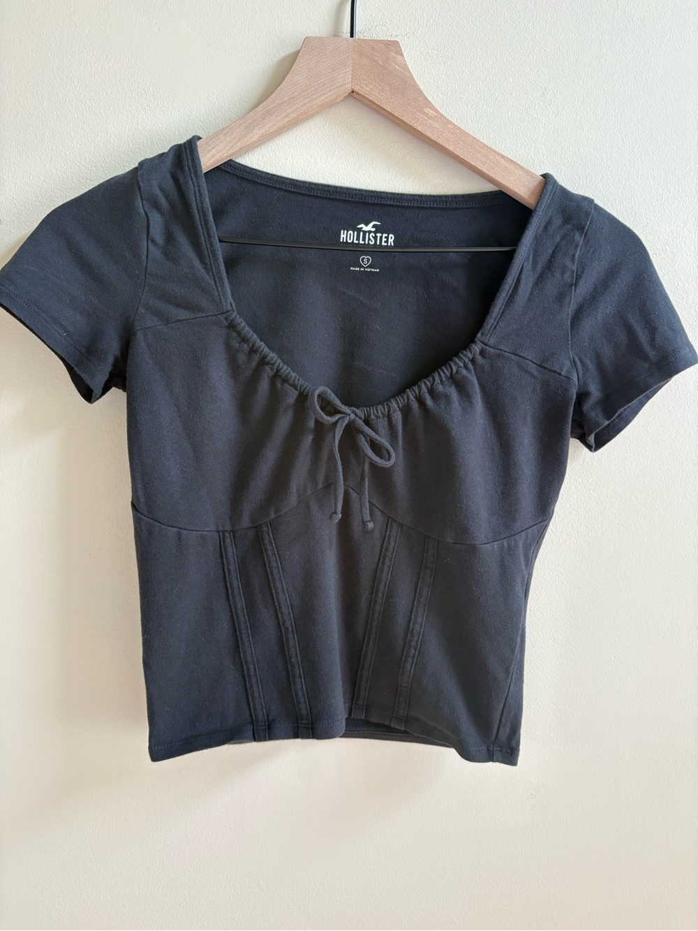 Hollister Black Corset Style Sweetheart Tie Top XS - Picture 2 of 6